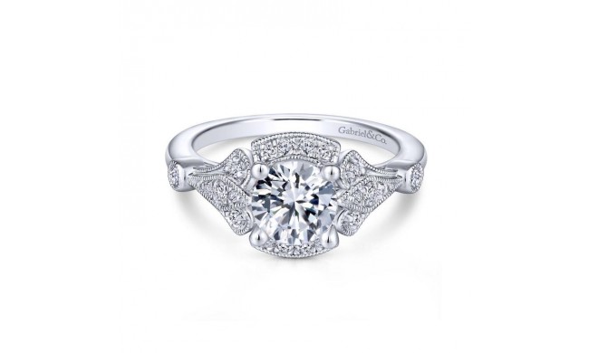 Gabriel & Co. 14k White Gold Art Deco Halo Engagement Ring