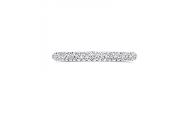 Shah Luxury 14K White Gold Round Diamond  Half-Eternity Wedding Band