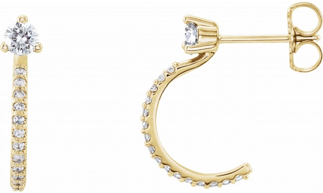 14K Yellow 1/3 CTW Diamond Hoop Earrings