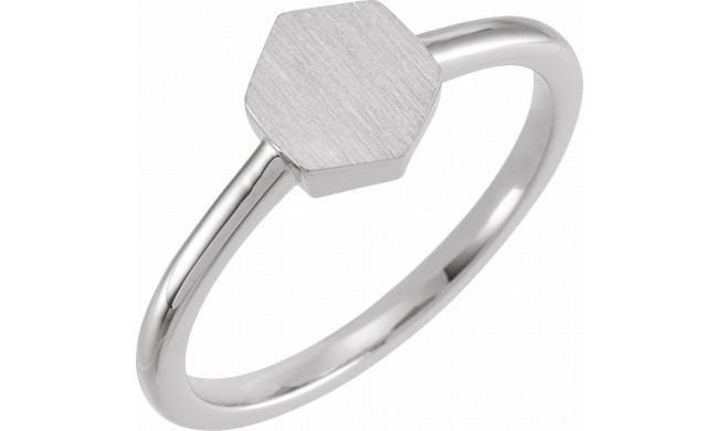 14K White  9.5x8 mm Geometric Signet Ring