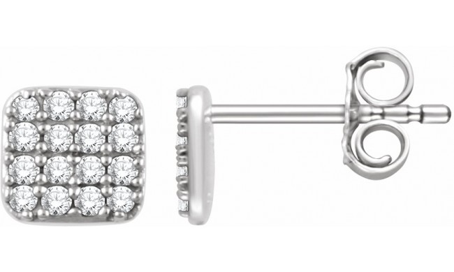 14K White 1/5 CTW Diamond Square Cluster Earrings