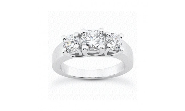 14k White Gold Diamond Semi-Mount 3 Stone Engagement Ring