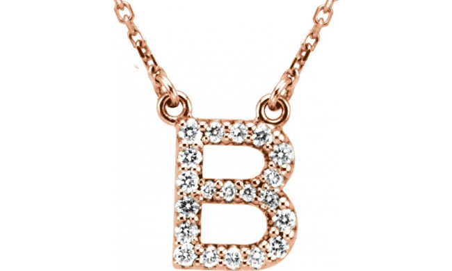 14K Rose Initial B 1/8 CTW Diamond 16 Necklace