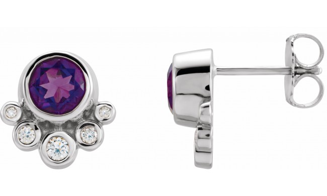 14K White Amethyst & 1/8 CTW Diamond Earrings