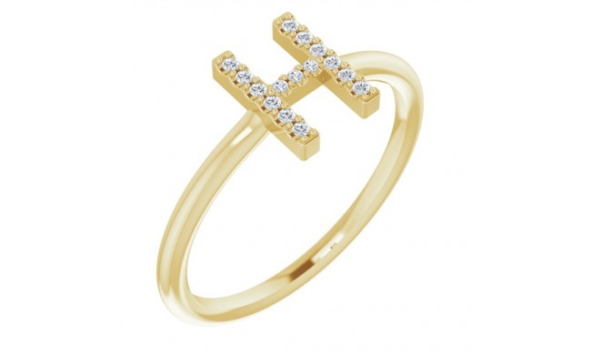 14K Yellow .07 CTW Diamond Initial H Ring