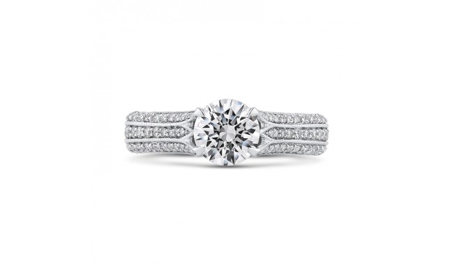 Shah Luxury Round Diamond Engagement Ring In 14K White Gold with Split Shank (Semi-Mount)