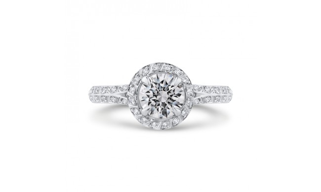 Shah Luxury 14K White Gold Round Diamond Double Row Engagement Ring with Split Shank  (Semi-Mount)