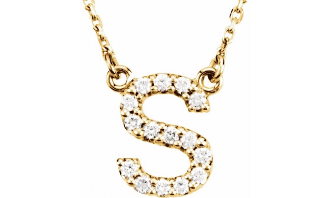 14K Yellow Initial S 1/8 CTW Diamond 16 Necklace