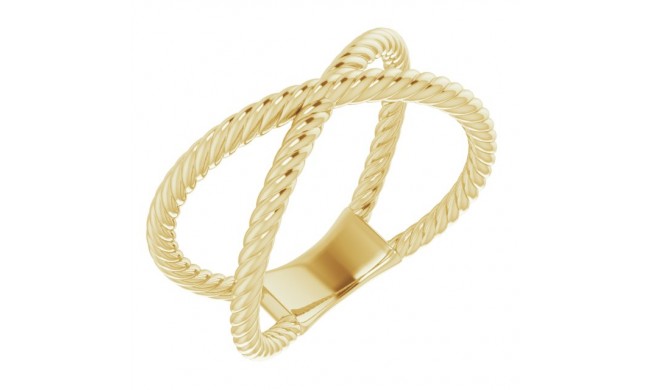 14K Yellow Criss-Cross Rope Ring