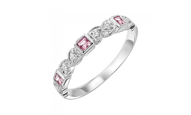 Gems One 14Kt White Gold Diamond (1/12Ctw) & Pink Tourmaline (1/6 Ctw) Ring