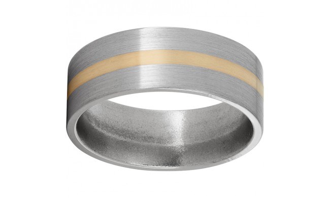 Titanium Flat Band with a 2mm 14K Yellow Gold Inlay and Satin Finish