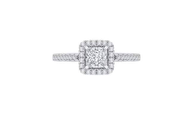 Shah Luxury 14K Two-Tone Gold Princess Cut Diamond Halo Engagement Ring (Semi-Mount)