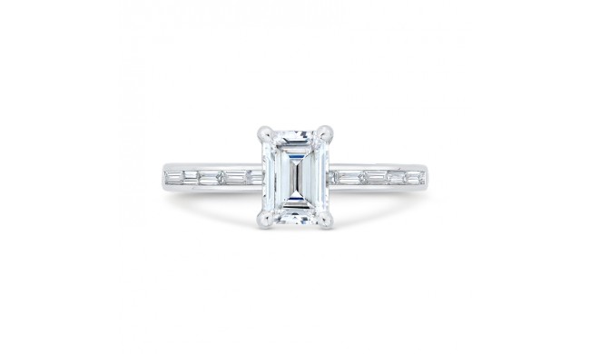 Shah Luxury 14K White Gold Emerald Cut Diamond Solitaire Plus Engagement Ring (Semi-Mount)