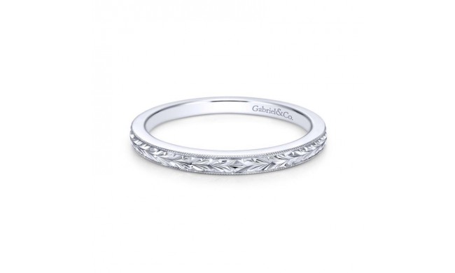 Gabriel & Co. 14k White Gold Victorian Wedding Band