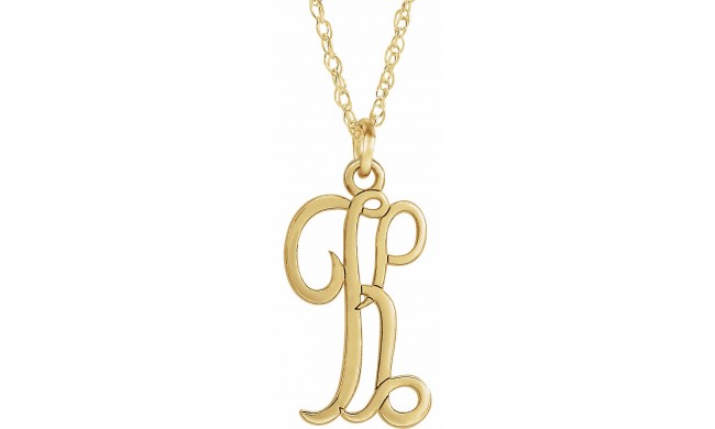 14K Yellow Script Initial K 16-18 Necklace