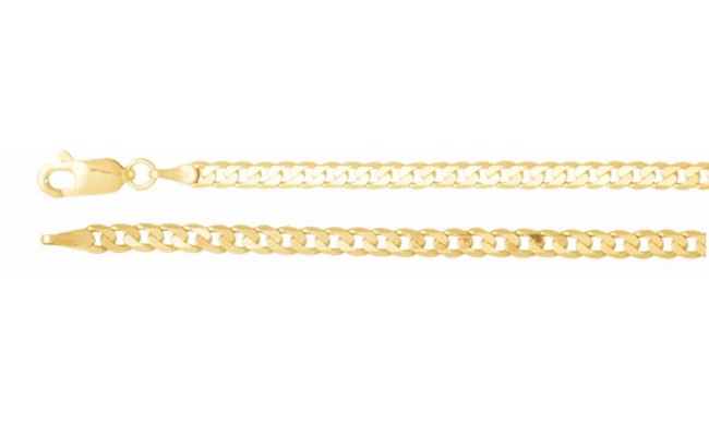 14K Yellow 3 mm Solid Curb 7 Chain