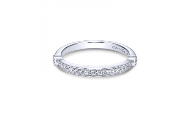 Gabriel & Co. 14k White Gold Contemporary Diamond Wedding Band