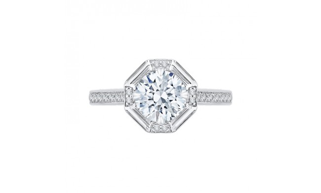 Shah Luxury Round Diamond Cathedral Style Engagement Ring In 14K White Gold (Semi-Mount)