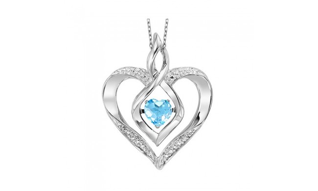 Gems One Silver Diamond (1/50 Ctw) & Created Blue Topaz (1/4 Ctw) Pendant