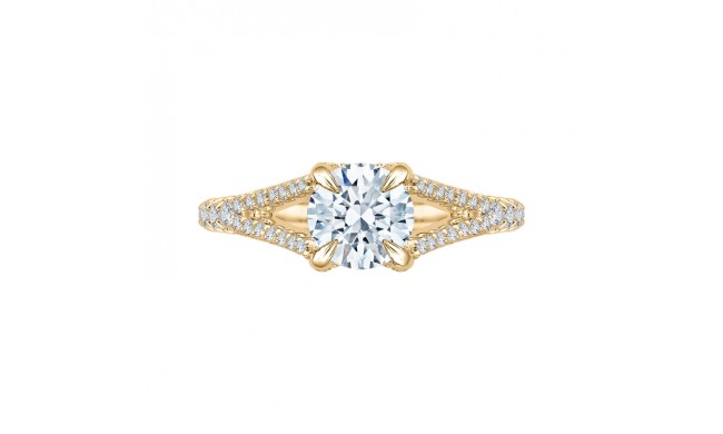 Shah Luxury 14K Yellow Gold Round Diamond Engagement Ring with Split Shank (Semi-Mount)