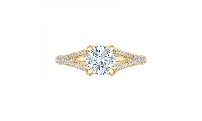 Shah Luxury 14K Yellow Gold Round Diamond Engagement Ring with Split Shank (Semi-Mount)