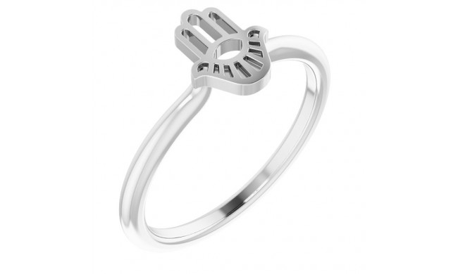 14K White Hamsa Stackable Ring