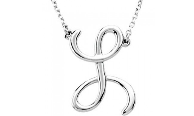 14K White Script Initial L 16 Necklace