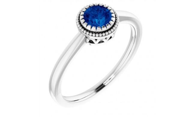 14K White Blue Sapphire September Birthstone Ring