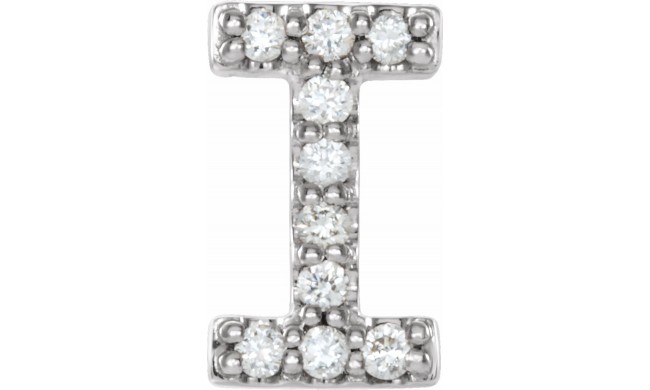 14K White .04 CTW Diamond Single Initial I Earring