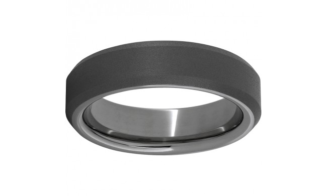 Rugged Tungsten  6mm Beveled Edge Band with Sandblast Finish