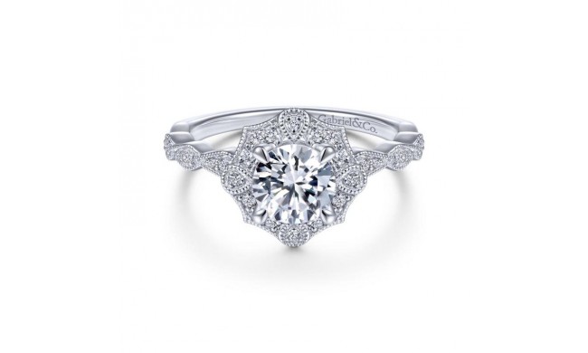 Gabriel & Co. 14k White Gold Art Deco Halo Engagement Ring