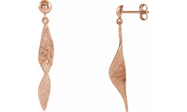 14K Rose Twisted Dangle Earrings