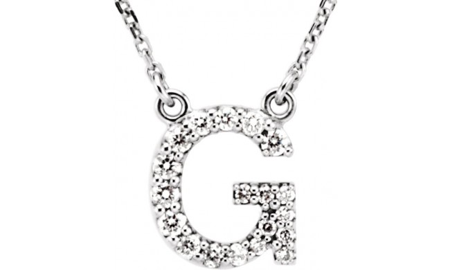 14K White Initial G 1/8 CTW Diamond 16 Necklace