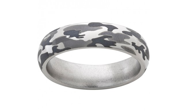 Titanium Domed Band with Camo Laser Engraving