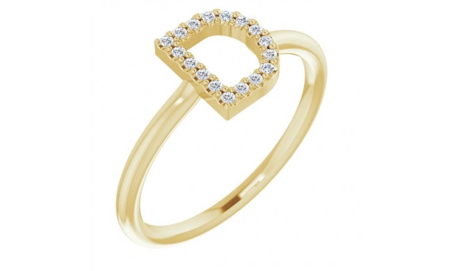 14K Yellow .08 CTW Diamond Initial D Ring