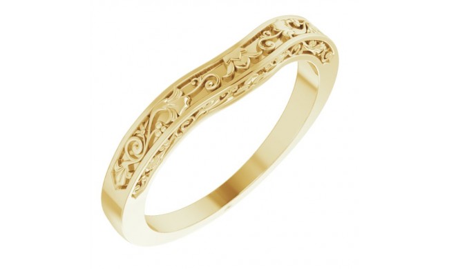 14K Yellow Floral-Inspired Matching Band