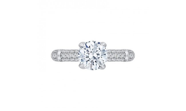 Shah Luxury 14K White Gold Round Diamond Cathedral Style Engagement Ring (Semi-Mount)