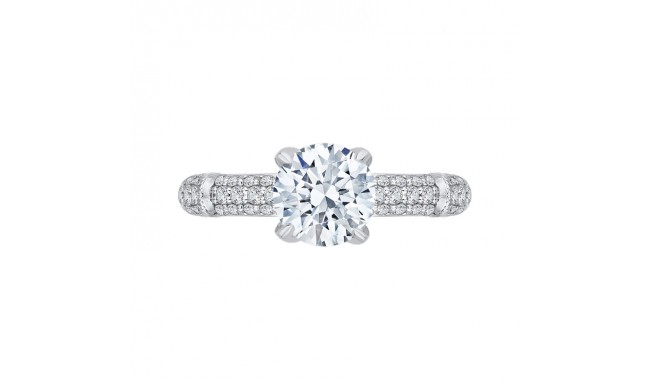 Shah Luxury 14K White Gold Round Diamond Cathedral Style Engagement Ring (Semi-Mount)