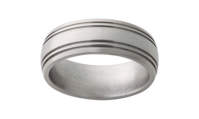Titanium Domed Band with Two .5mm Grooves on Each Edge and Satin Finish