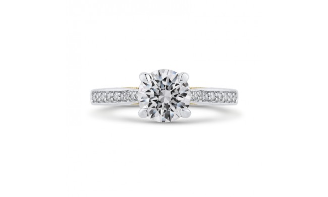 Shah Luxury 14K Two-Tone Gold Round Cut Diamond Engagement Ring (Semi-Mount)