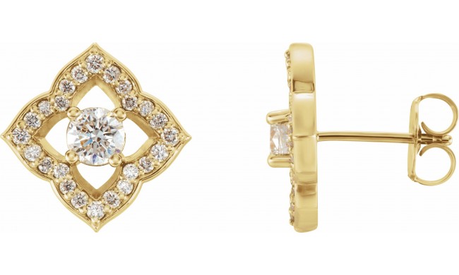 14K Yellow 3/4 CTW Diamond Halo-Style Clover Earrings