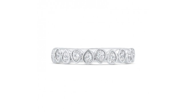 Shah Luxury 14K White Gold Round Cut Diamond Wedding Band