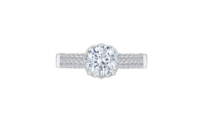 Shah Luxury 14K White Gold Round Diamond Cathedral Style Engagement Ring (Semi-Mount)