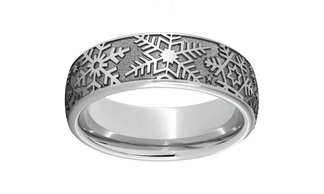 Serinium Domed Band with Snowflake Laser Engraving