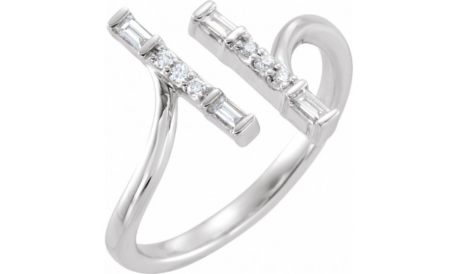 14K White 1/6 CTW Diamond Double Bar Ring