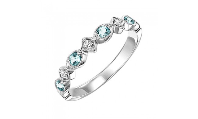 Gems One 14Kt White Gold Diamond (1/20Ctw) & Blue Topaz (1/6 Ctw) Ring