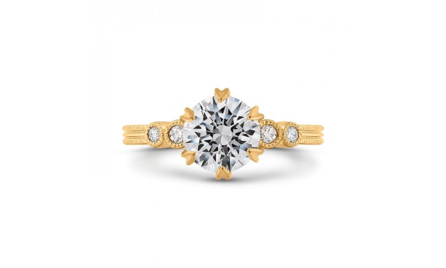 Shah Luxury 14K Yellow Gold Round Cut Diamond Engagement Ring (Semi-Mount)