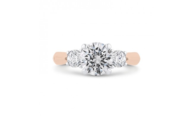 Shah Luxury 14K Two-Tone Gold Round Diamond Three-Stone Engagement Ring (Semi-Mount)