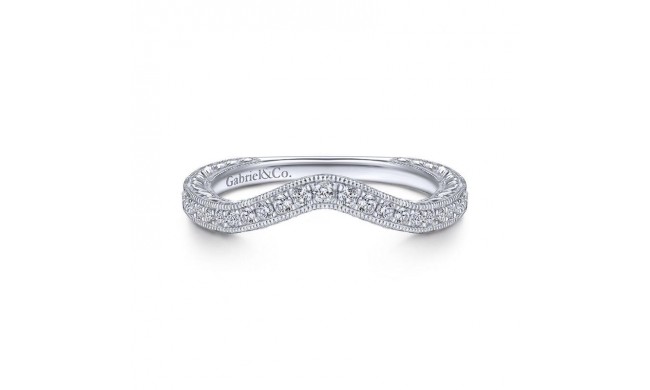 Gabriel & Co. 14k White Gold Contemporary Curved Wedding Band