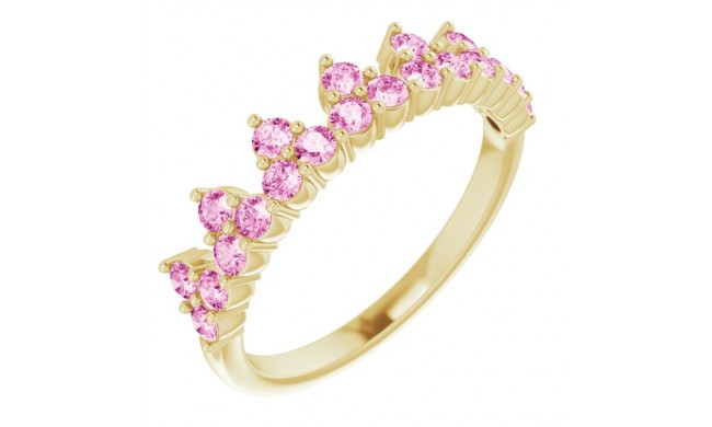 14K Yellow Pink Sapphire Crown Ring